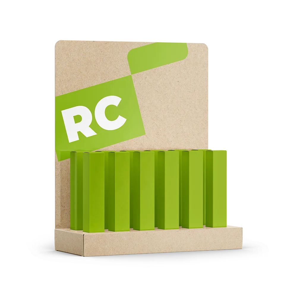 Display aus Recyclingmaterial